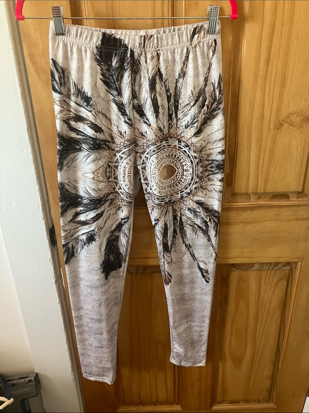 Neutral Feather Mandala Leggings - Printed Women's Leggings